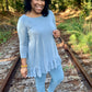 Blue Gray Ruffle Tunic Set