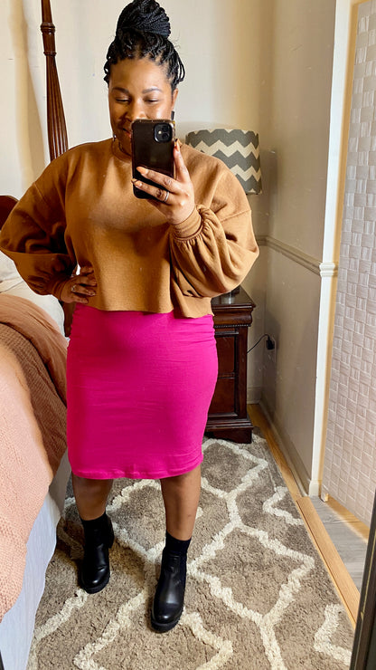 Magenta Pencil Skirt
