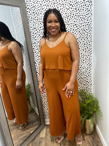 Double Layered Jumpsuit (Almond)