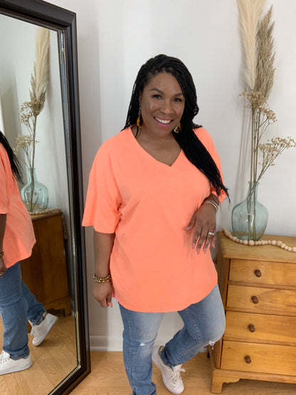 Coral Drop Shoulder Top