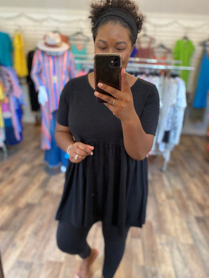 Black Empire Waist Tunic Top