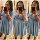 Blue Gray Surplice Dress
