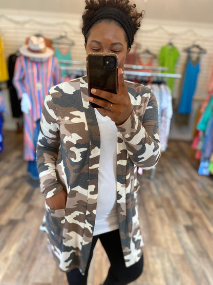 Brown Camo Cardigan