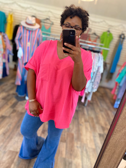 Fuchsia Dolman Top