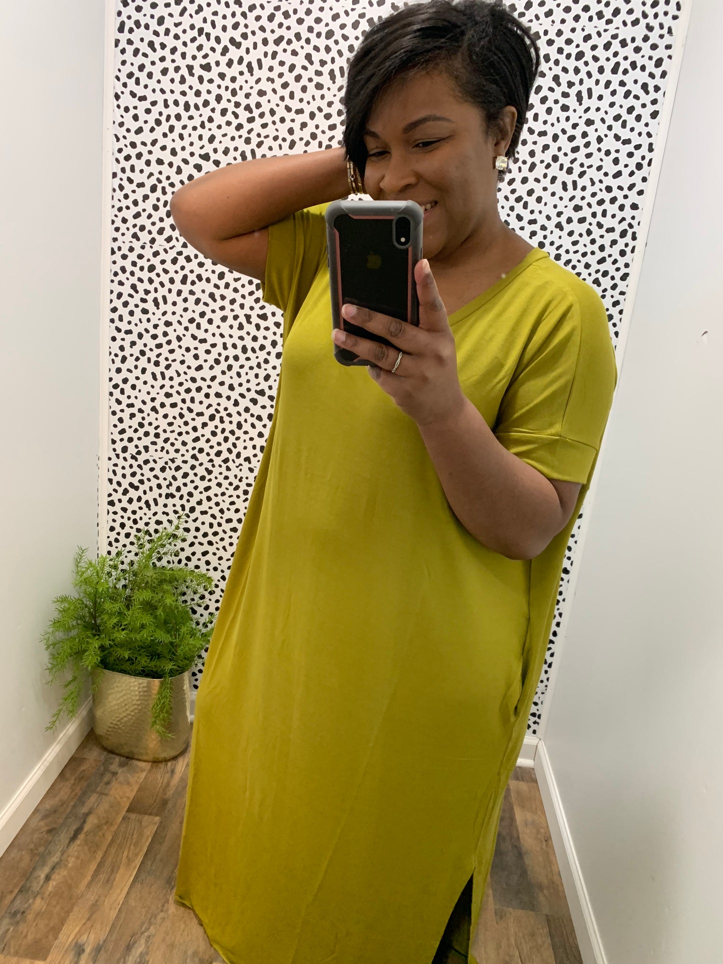Olive Side Slit Maxi Dress