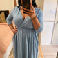 Blue Gray Surplice Dress