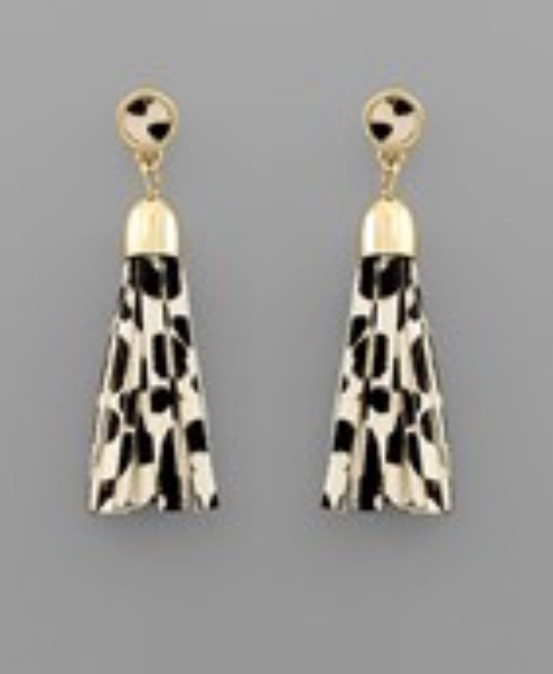 Leopard Tassel Earrings Ivory Cheetah
