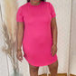 Fuchsia Rolled Sleeve Dress