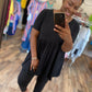 Black Empire Waist Tunic Top