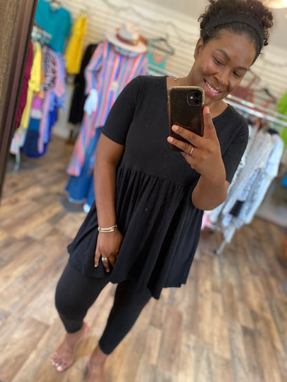 Black Empire Waist Tunic Top