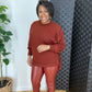 Rust Faux Leather Leggings