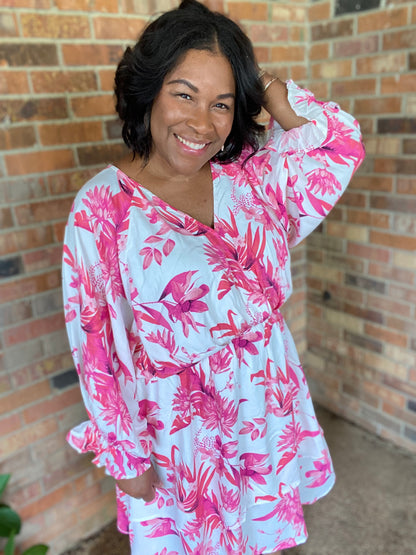 White & Pink Floral Dress