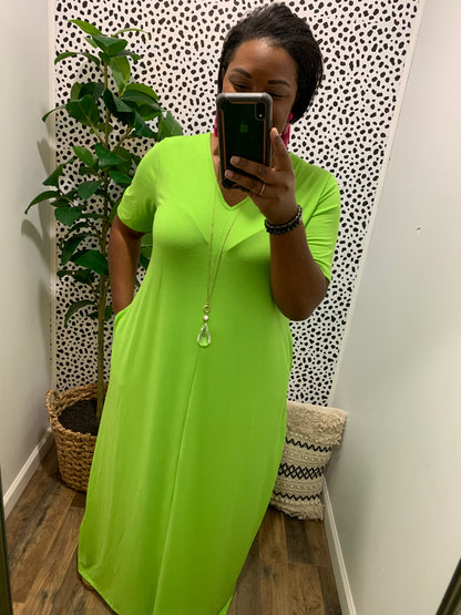 Green V-Neck Maxi