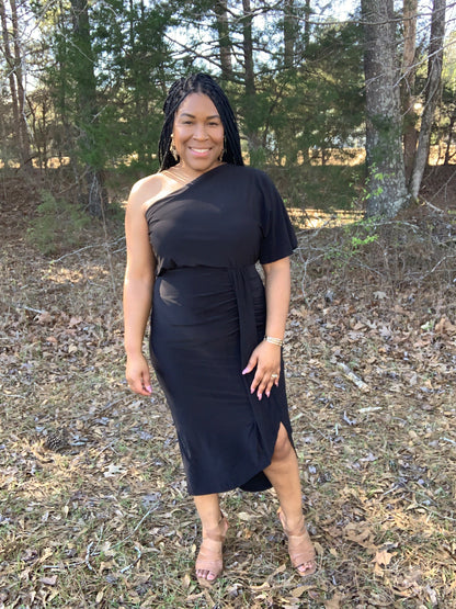 Half Sleeve Solid Knit Dress