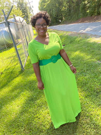 Green V-Neck Maxi