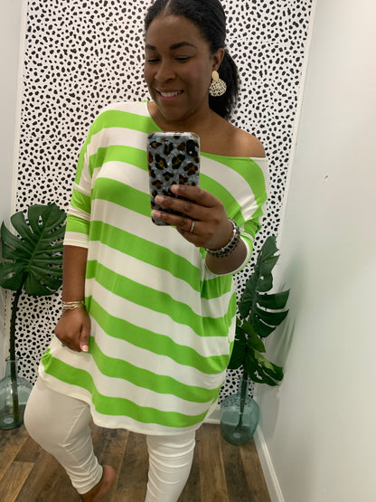 Green & Ivory Stripes