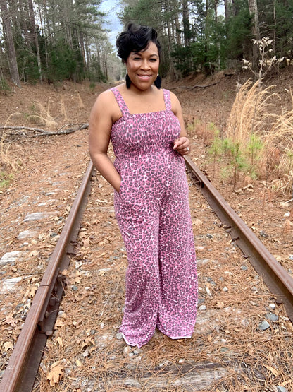 Leopard Smocked Jumpsuit
