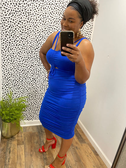 Royal Blue Cut out Dress