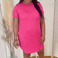 Fuchsia Rolled Sleeve Dress