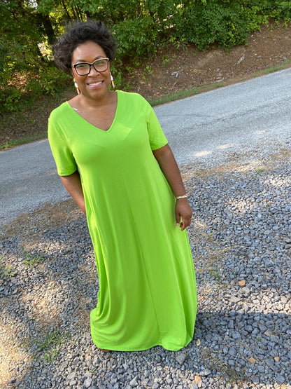 Green V-Neck Maxi