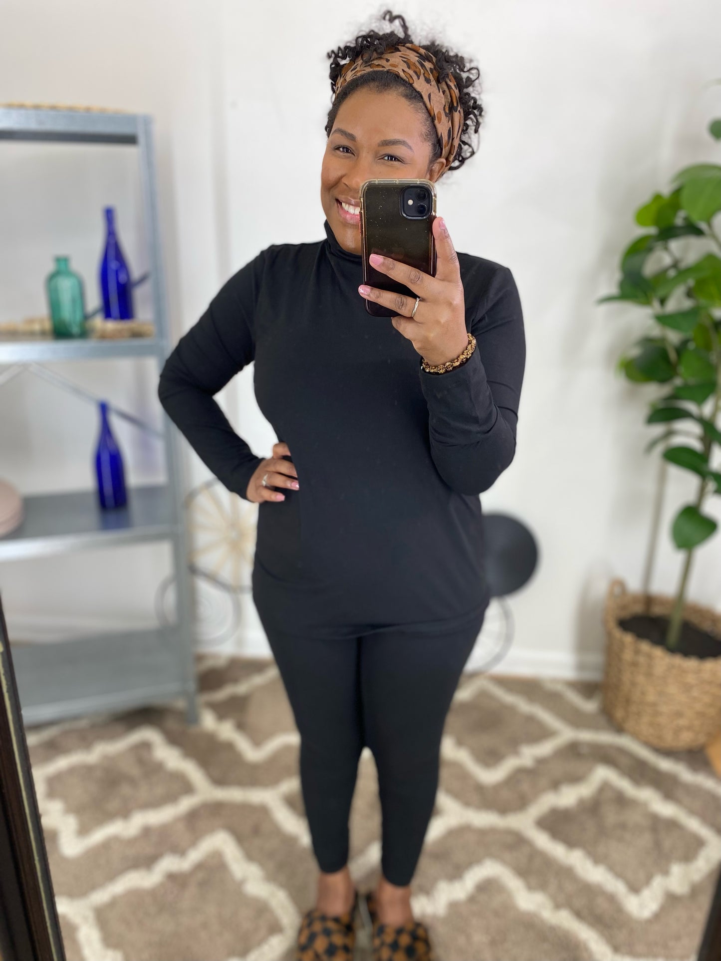 Black Mock Neck Set
