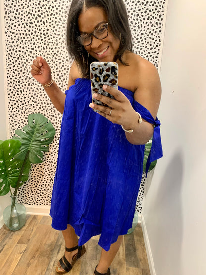 Open Shoulder Tie Dress
