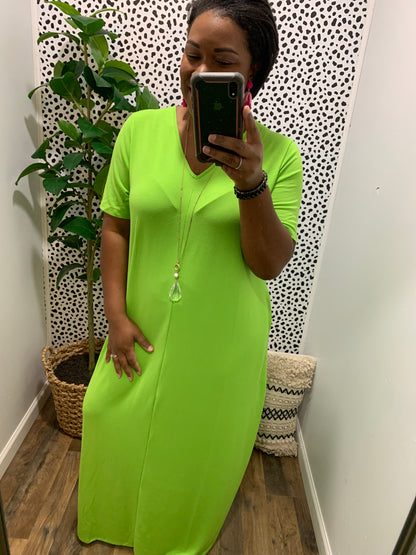 Green V-Neck Maxi