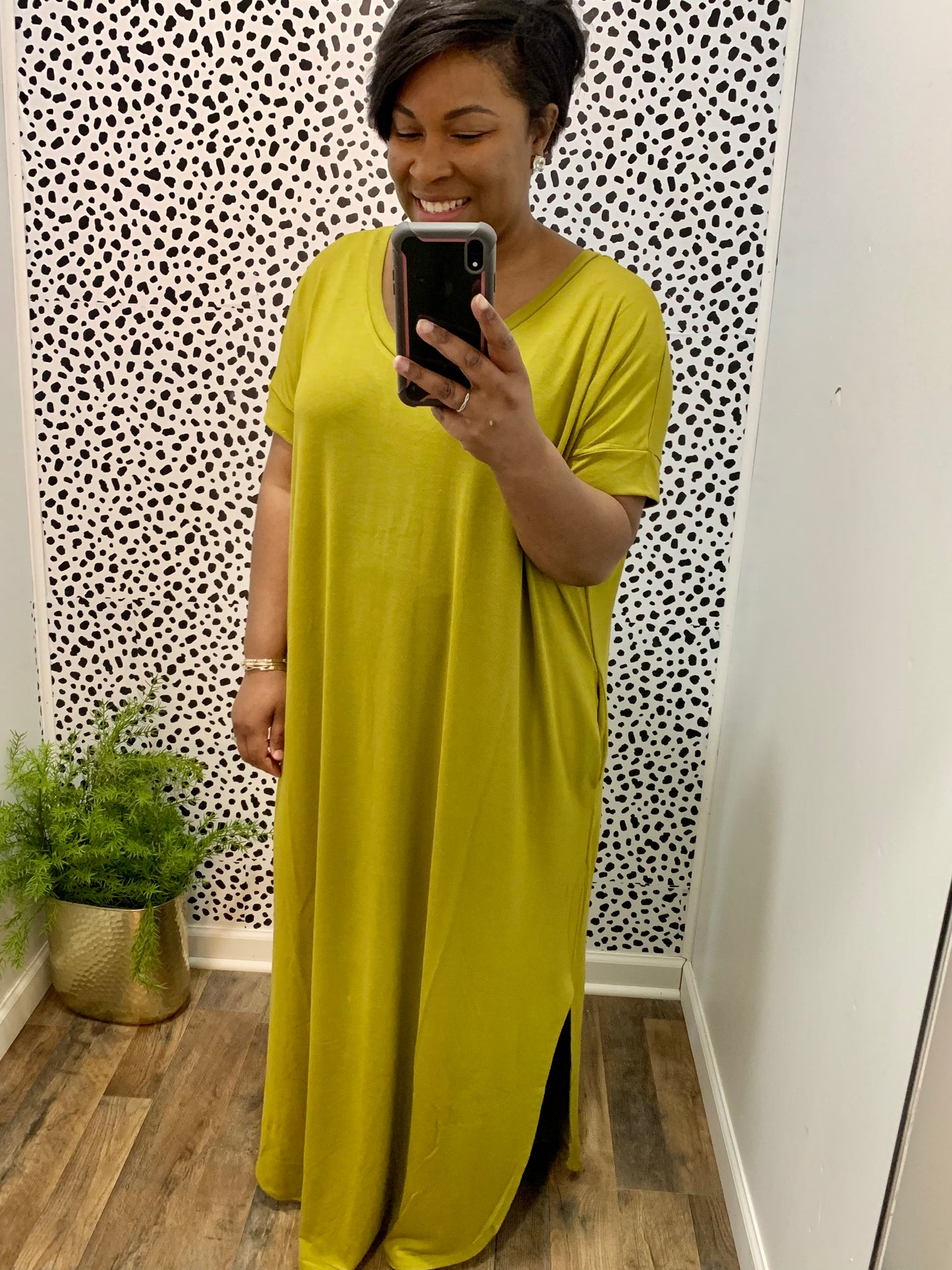 Olive Side Slit Maxi Dress