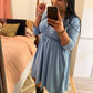 Blue Gray Surplice Dress