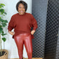 Rust Faux Leather Leggings
