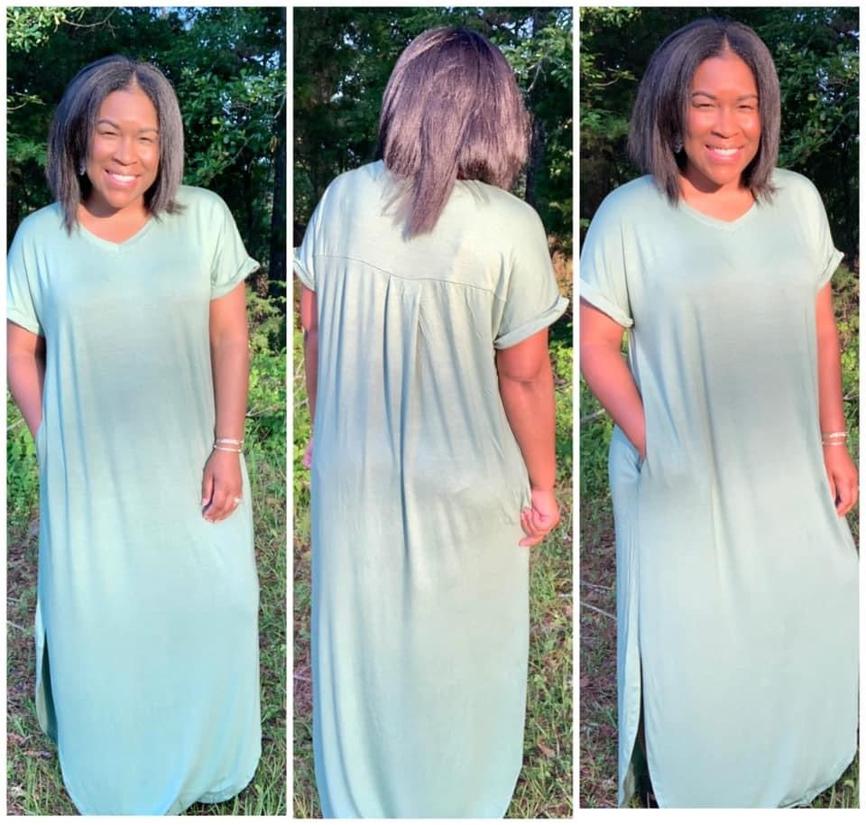 V-neck Maxi Dress (Sage)