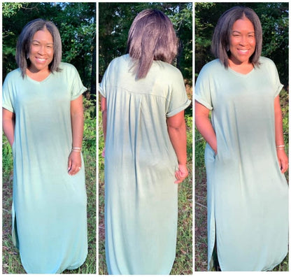 V-neck Maxi Dress (Sage)