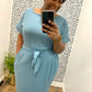 Blue Gray Belted Dress