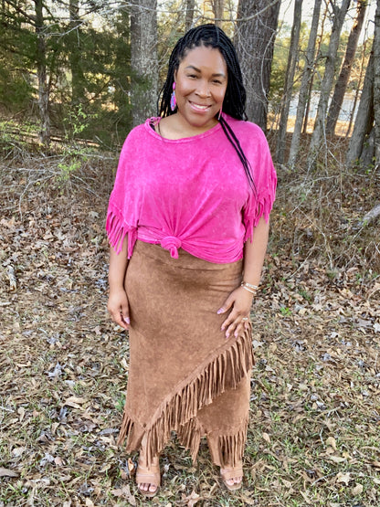 Fringe Mineral Wash Skirt