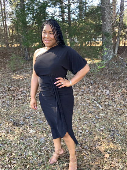 Half Sleeve Solid Knit Dress