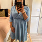 Blue Gray Surplice Dress