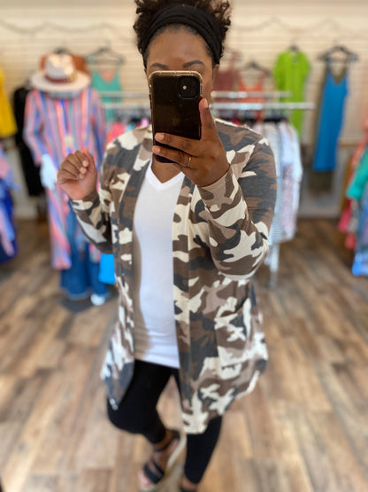 Brown Camo Cardigan