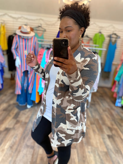 Brown Camo Cardigan