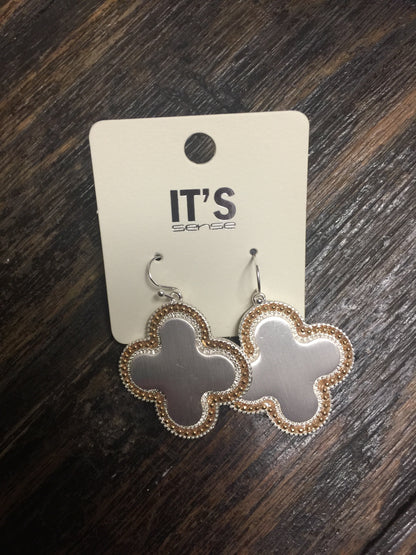 Clover And Micro Ball Earrings Sv/gd